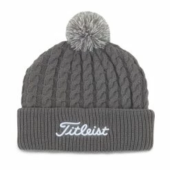 Titleist Cable Knit Pom Pom Beanie -Golf Accessories Sales Store 022 20titleist 20headwear 20cable 20knit 20pom 20charcoal