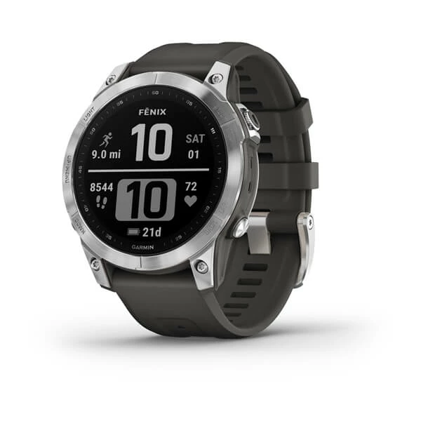 Garmin Fenix 7 GPS Watch Silver W/ Graphite Band 3 Garmin Fenix 7 GPS Watch Silver W/ Graphite Band