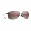 Maui Jim Hikina Polarized Sunglasses Gloss Black Frame Maui Rose Lens